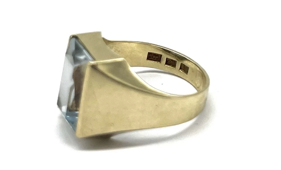 585/- 14kt Gold Ring, Aquamarin, Baguette, Gr. 57, Damen, guter Zustand. - Bild 3 von 3