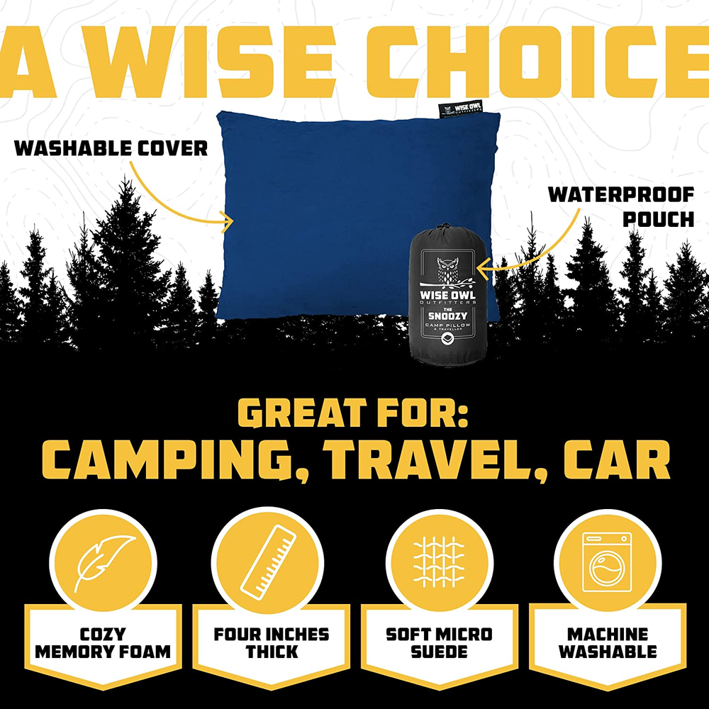 Memory Foam Camping Pillow for Travel Hiking Backpacking Airplane Sleep