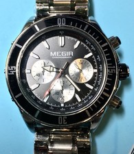 MEGIR CHRONGRAPH BLACK DIAL SILVER SUB DIALS ...
