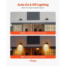 Solar Outdoor Barn Light, 3 Lighting Modes and Motion Sensor, 1-Pack Gooseneck L