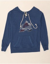 NHL Womens Oversized Graphic Sweatshirt Jumper UK 10 Small Blue Cotton CZ09