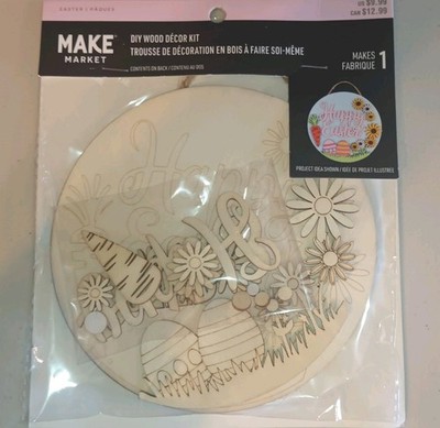 Make Market DIY Wood Decor Kit Happy Easter Hanging Sign Craft Set New Sealed