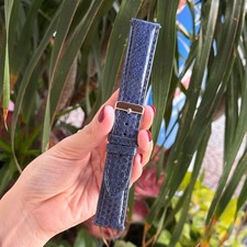 Blue Sea Snake Leather Watch Band 18mm/16mm Snake Watch Strap Men Handmade
