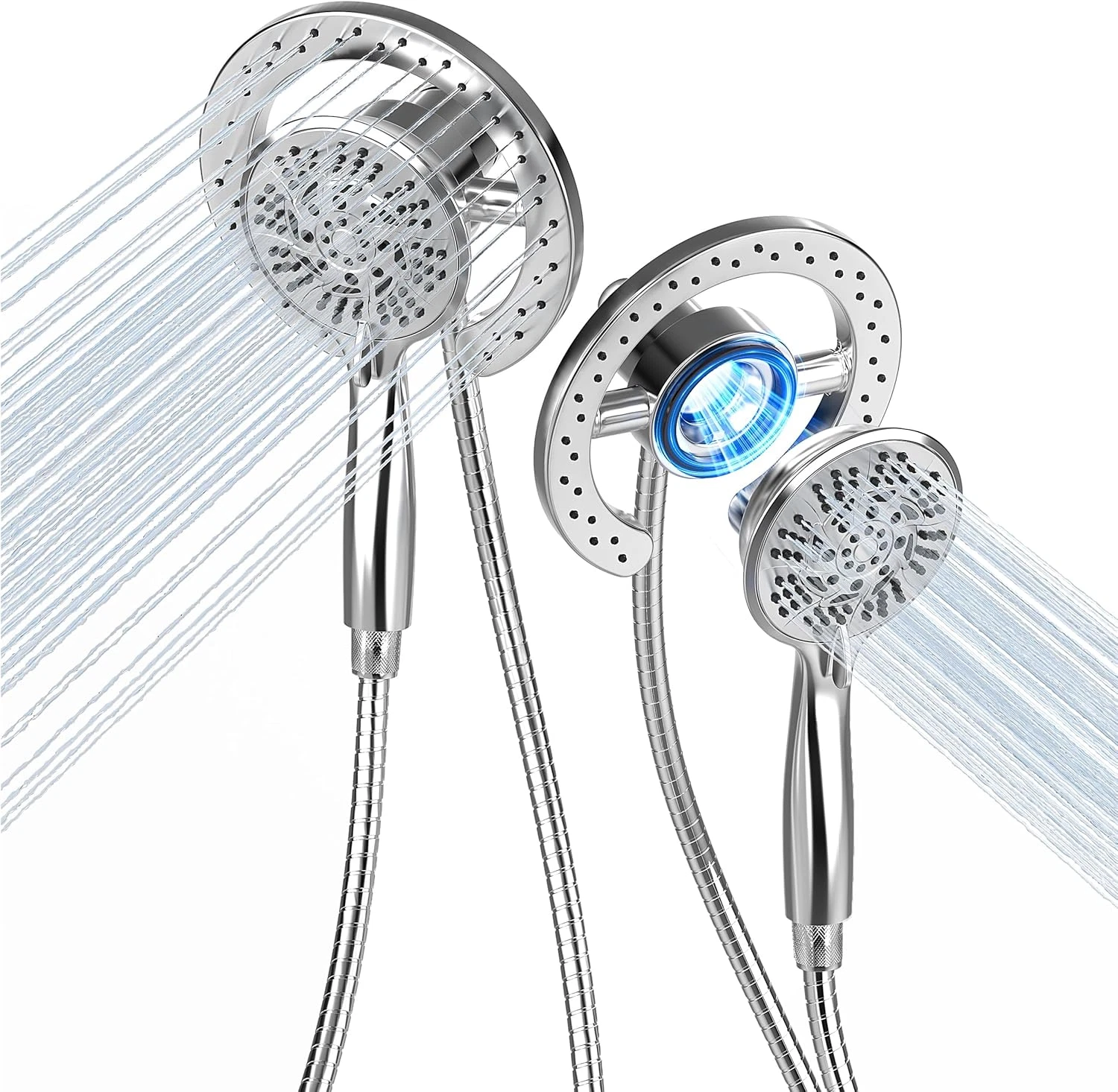 10-Mode Handheld Shower Head Combo - High Pressure Dual Spray Chrome