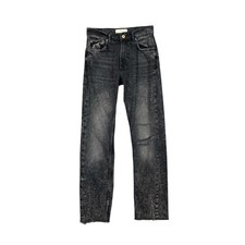 We The Free People Jeans Womens 25 Charcoal Vixen Straight Leg High Rise Raw Hem