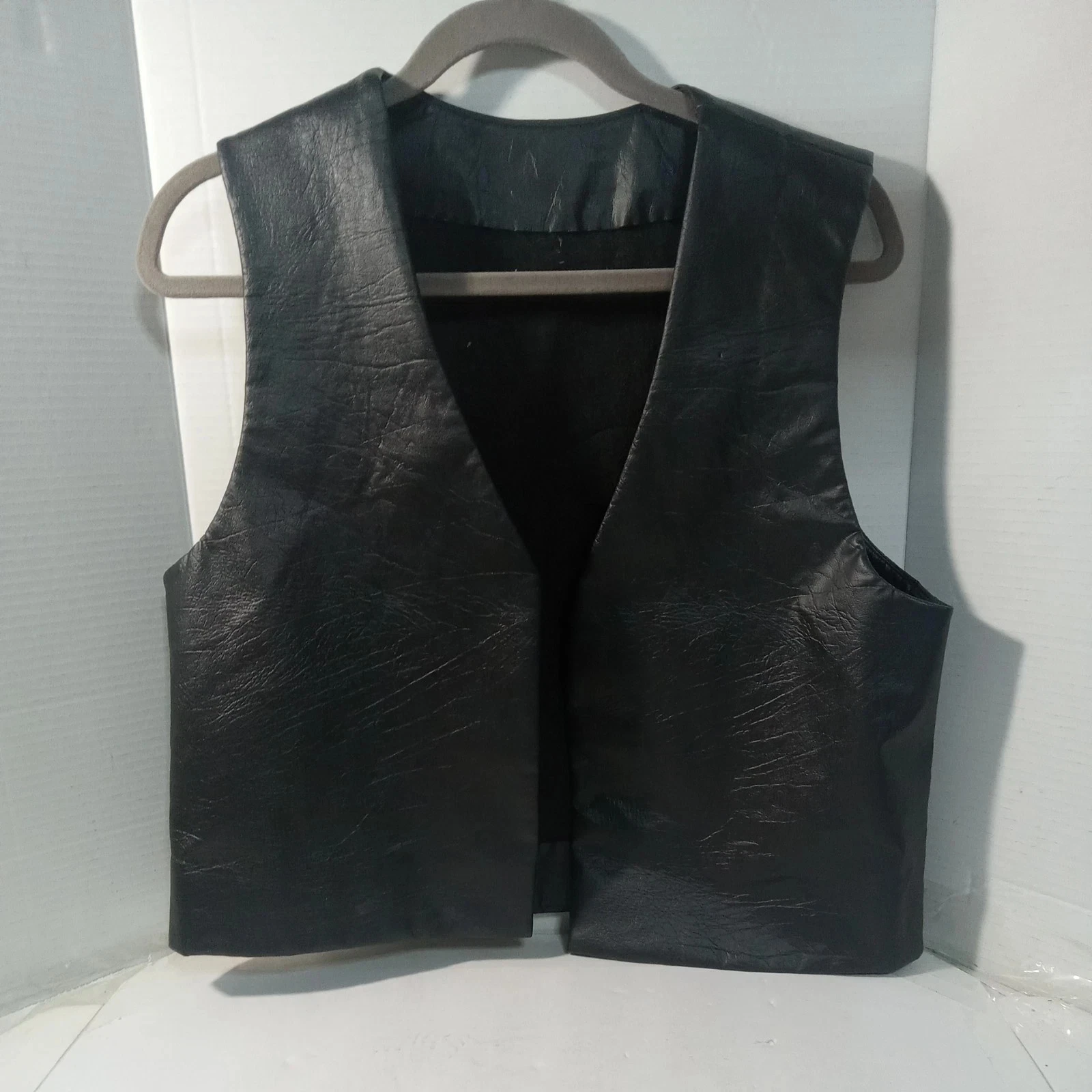 Men’s Black Leather Motorcycle Club Vest – Premium Cowhide Biker Vest Anniversar