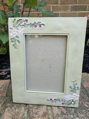 Vintage Burnes Of Boston Beautiful Floral Ceramic 5'' X 7'' Picture Frame