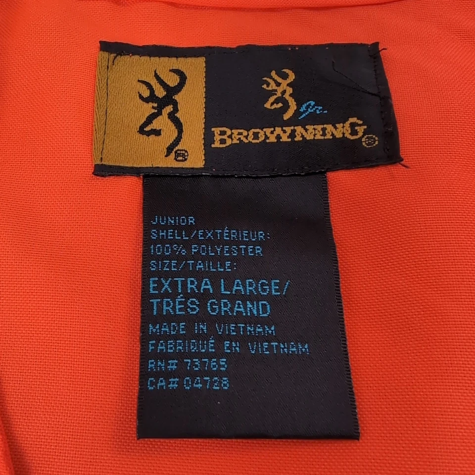 Browning Hunting Ves Neon Orange Junior Sz XL Safety Performance Outerwear Zip - Image 4 of 4