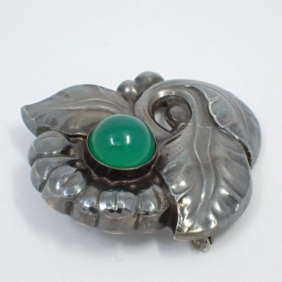 Broche GEORG JENSEN 71 plata 925/ágata verde Foto 2 de 4