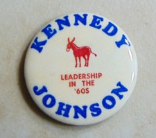 John F. Kennedy JFK 1960 campaign pin button political