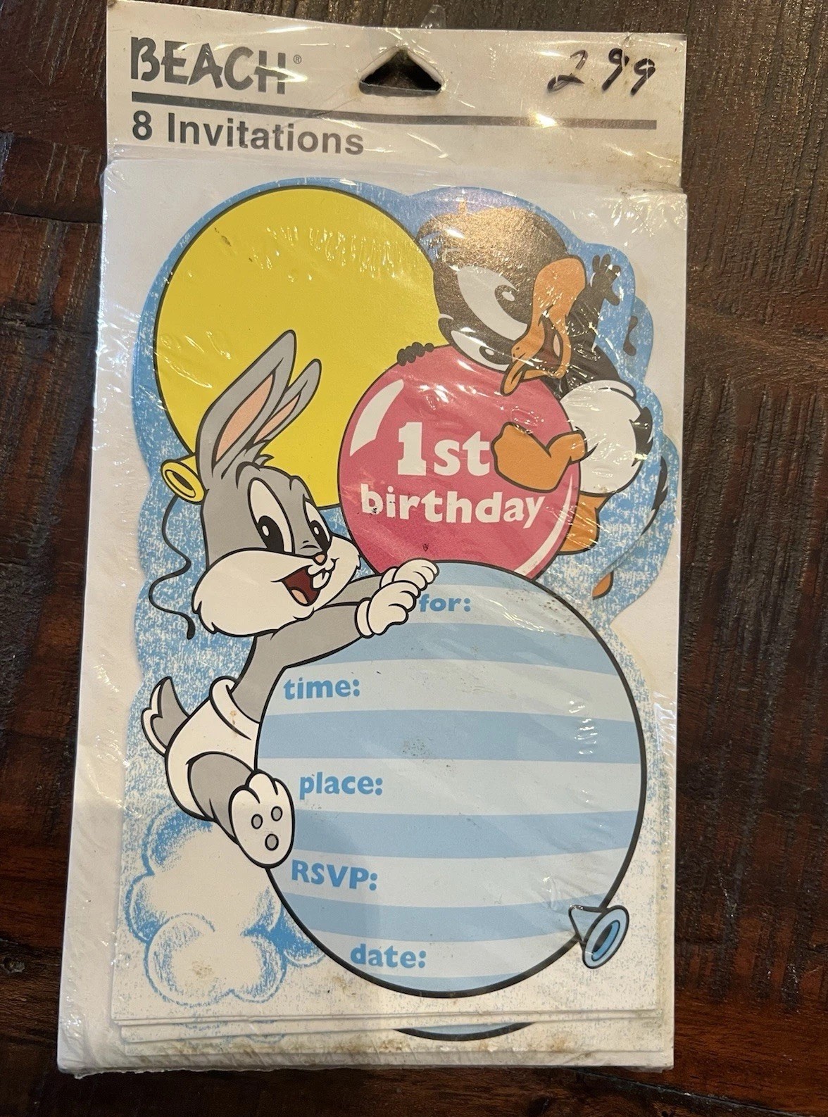 Vintage NOS Baby Looney Tunes 1st Birthday Party Plates cups Napkins Invitations
