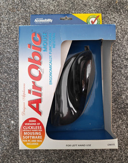 Aerobic AirO2bic Mouse Ergonomic Left Hand Quill Mouse Black