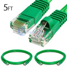 2x 5FT CAT5e Cable Ethernet Lan Network CAT5 RJ45 Patch Cord Internet Green