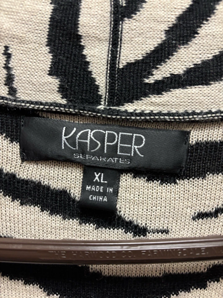 KASPER Animal Print Mezcla Lana Suéter Chaqueta XL Foto 3 de 4