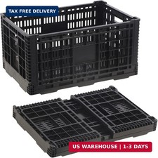 72L Collapsible Milk Crate with Handles, Large Plastic Crate, Heavy Duty Foldi