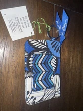 Vera Bradley Floral Blue bayou Zip ID Case/Coin Purse with Key Ring W/tags New