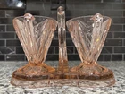 Indiana Pyramid Sugar & Creamer Art Deco Pink Depression Glass 3-Piece