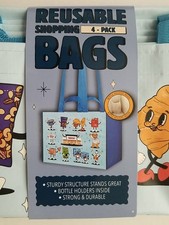 Costco Reusable Shopping Bags 4 Pack Retro Mascot 20x14x11.5 Grocery Tote New