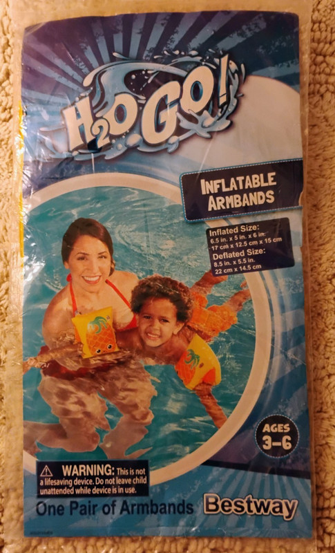 H2O Go Inflatable Kids Swim Arm Bands Ages 3-6 Pineapple Print Summer Pool Fun
