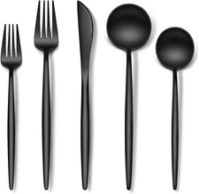 Stapava 20-Piece Matte Black Silverware Set, Stainless Steel 