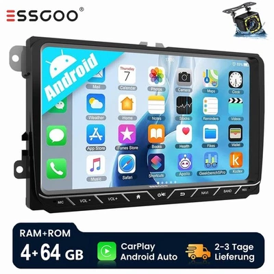 ESSGOO Autoradio Android 14 4+64G CarPlay per VW Golf 5 6 Passat Polo Touran Tiguan KAM