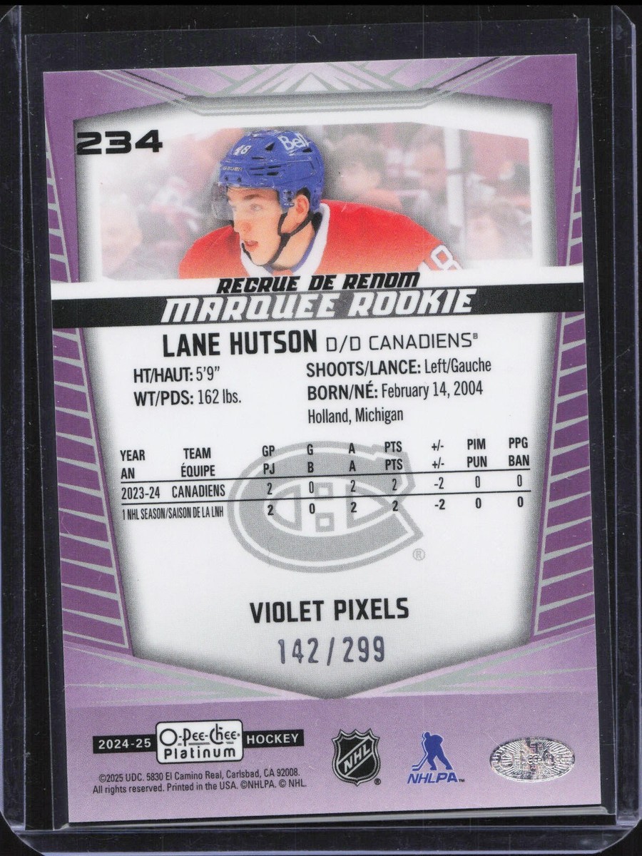 2024-25 O-Pee-Chee Platinum Lane Hutson #234 Marquee Rookie Violet