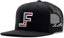 Lane Frost Patriot Embroidered Logo Black Flat Bill Adjustable Snapback Cap Hat
