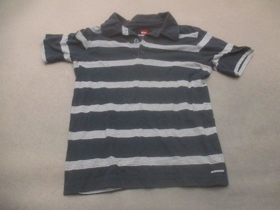 Quiksilver Size M Boys Gray Striped Cotton Blend Short Sleeve Casual Polo 694