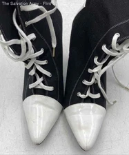 Funtaisma Womens White Black Lace Up Stiletto Heel Ankle Booties No Size