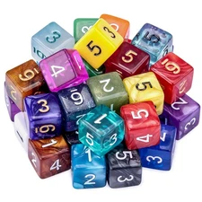 AUSTOR 35 Pieces Dices 6 Sided Polyhedral Dice Set Mixed Color 6 Sides Dice