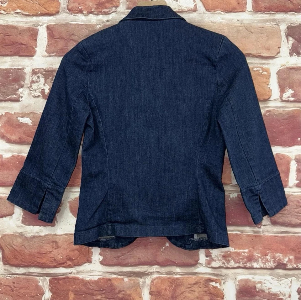 Jaqueta Gibson Feminina XS Azul Chambray Denim Botão Estrela Blazer Casual - Imagem 4 de 4