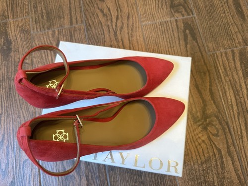 Ann Taylor Red Vivian Suede Ankle Strap Heels 8.5 EUC - Picture 4 of 10