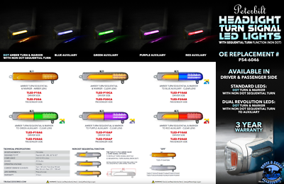 Trux Peterbilt 389 Headlight Turn Signal LED Clear/Amber p10ca