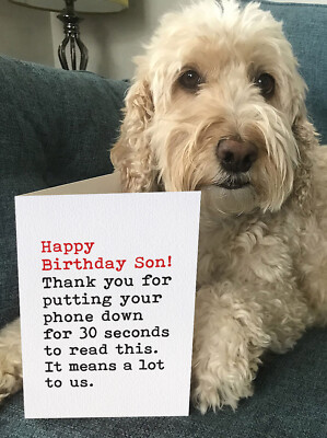 Lustige Geburtstagskarte Für Sohn – „Putting Down Your Phone“ – Witzig & Blanko, 150x150 Mm