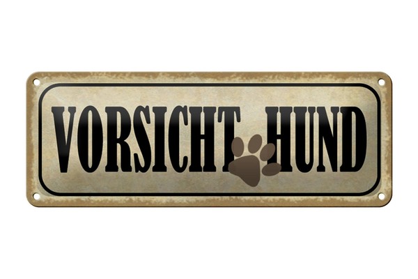 Blechschild Hinweis 27X10 Cm Vorsicht Hund Geschenk Metall Deko Schild Tin Sign-image