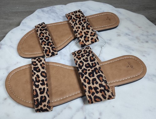 Sandalias planas para mujer talla 10/11 grandes XL▪︎︎ con estampado de leopardo guepardo▪︎︎Diapositivas▪︎NUEVAS - Imagen 2 de 5