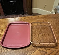 Copper Chef Crisper Pan Cookie Sheet Tray Non-Stick Bakeware Set Oven 13x9 Nice!