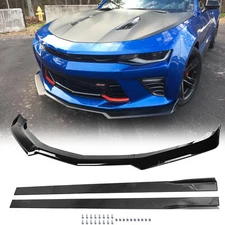 Front Bumper Lip Side Skirt For 2016-24 Chevy Camaro 1LE Style ABS Glossy Black