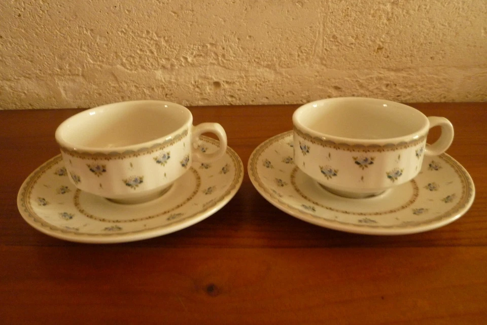 2 grandes tasses à café bistrot ceranova décor main, porcelaine allemande - Photo 2/4