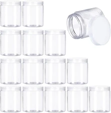 15 Pack 6Oz Clear Plastic Jars Wide-Mouth Storage Containers,Refillable Empty Co