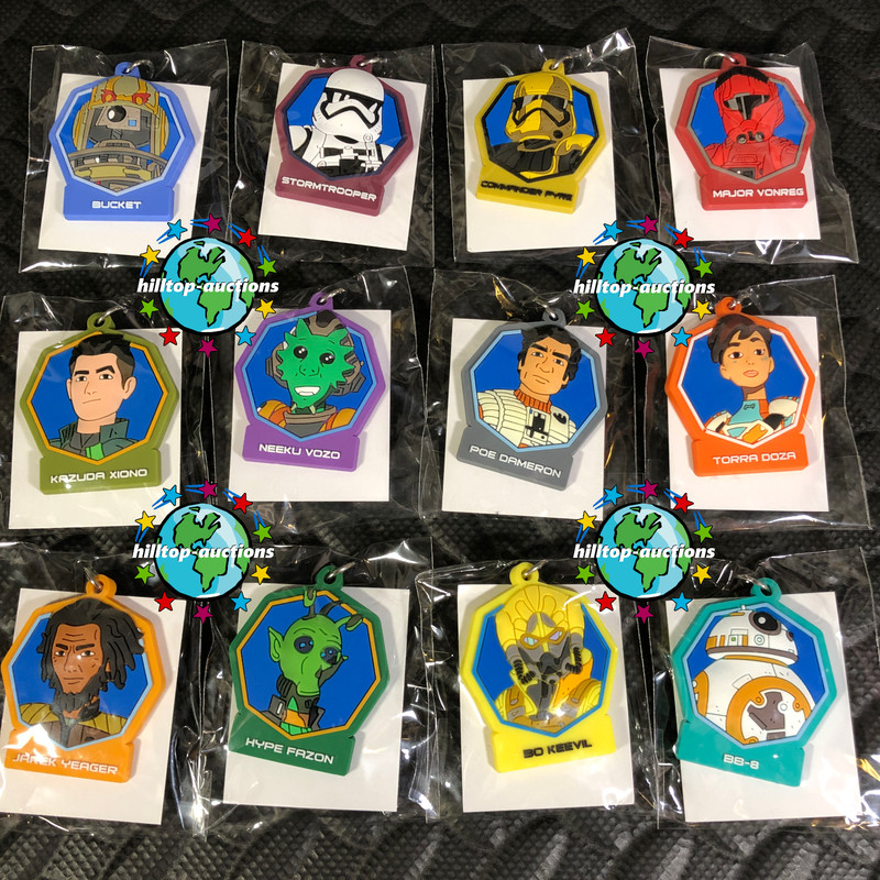 2019 TOPPS STAR WARS RESISTANCE DANGLER SET/12 KEYCHAIN PENDANT BACKPACK BUDDIES