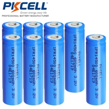 8X  AA IFR 14500 3.2V 600mAh LiFePO4 Rechargeable Batteries Button Top for Light
