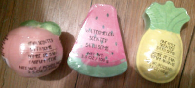 3 NEW fruit shaped scented bath bombs PEACH PINEAPPLE & WATERMELON