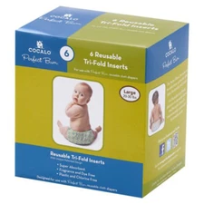 6 Piece COCALO Perfect Bum Reusable Tri-fold Inserts for Cloth Diapers LARGE