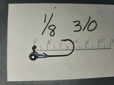 50 1/8 Round Head Jigs Mustad Bronze Hooks  #4  #2 #1  1/0 2/0  3/0 4/0 U Choose