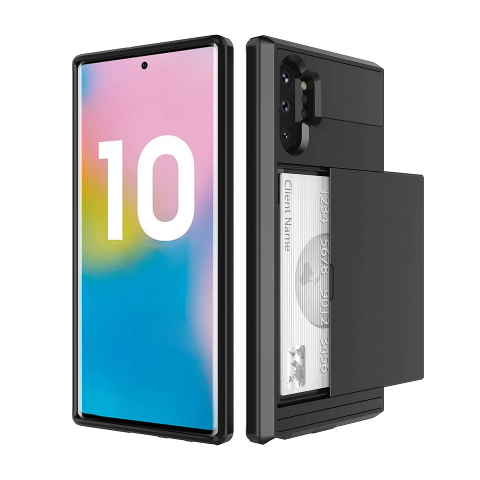 Samsung Galaxy Note 10 Plus 10 Pro Wallet Case Card Slot Hybrid Armor Cover - Image 2 of 4