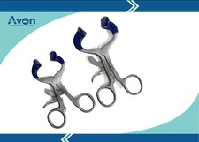 Set of 2 - Molt Mouth Gag 3.5" + 4.5" Dental Retractors with Silicone Tips Blue