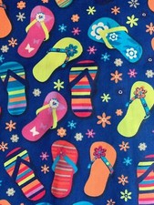 SCRUB TOP SIZES: XS, S, SUMMER FLIP FLOP MOOD NWT NURSE MEDICAL CNA DENTAL