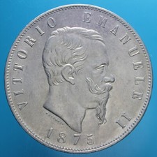 VITTORIO EMANUELE II 5 LIRE 1875 ROMA SILVER COIN ARGENTO MONETE DA COLLEZIONE