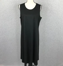 Susan Graver Black Shift Dress A Line Knee Length Size Large Knit Stretch